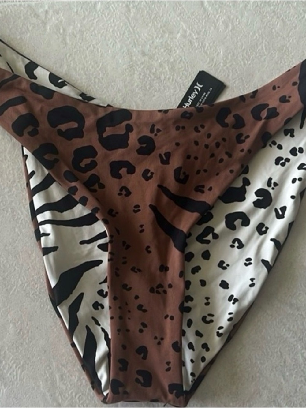 Hurley Animal Print Reversible Bikini Bottom Only- size XL